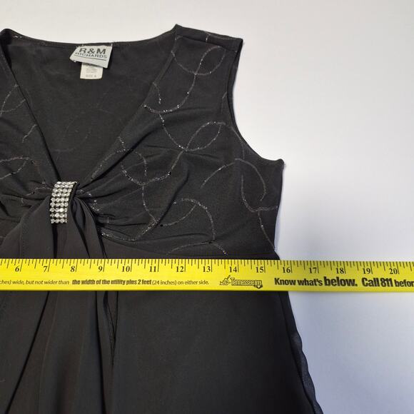 R&M Richards Womens Sleeveless Black Rhinestone Evening Dressy Party Top Size 8 - Picture 10 of 12